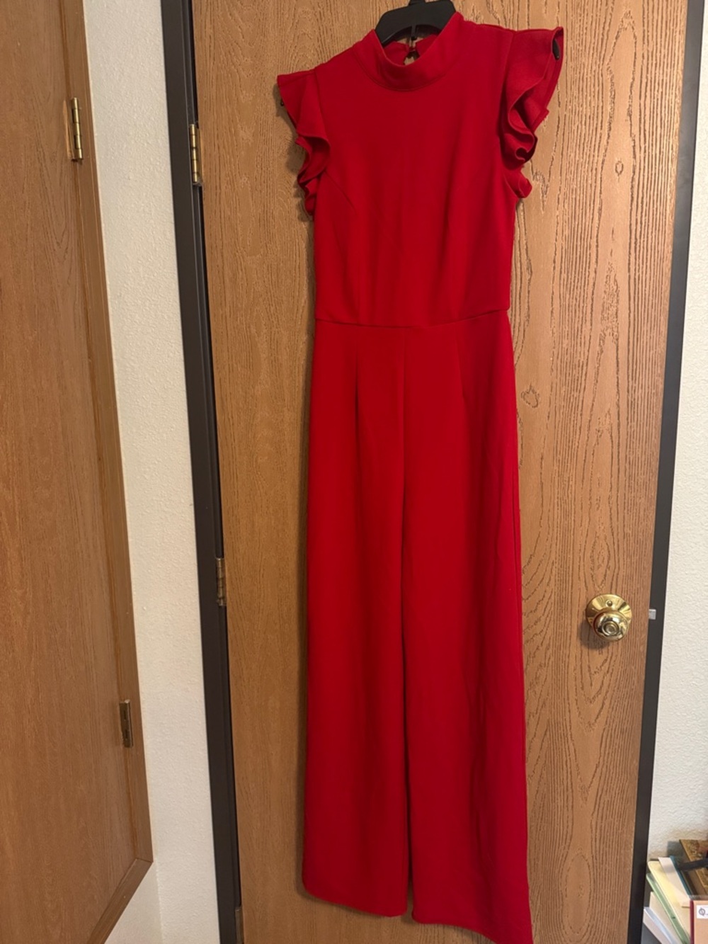 Red Ruffle Sleeve Jumpsuit